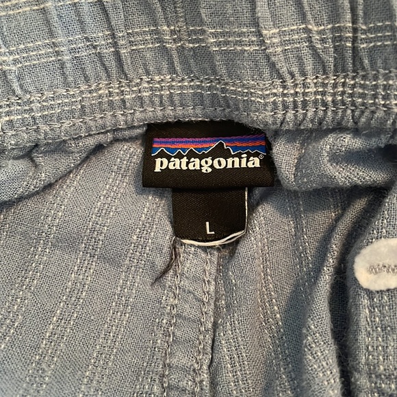 Patagonia, blue and white striped cotton pants size large - Picture 3 of 8